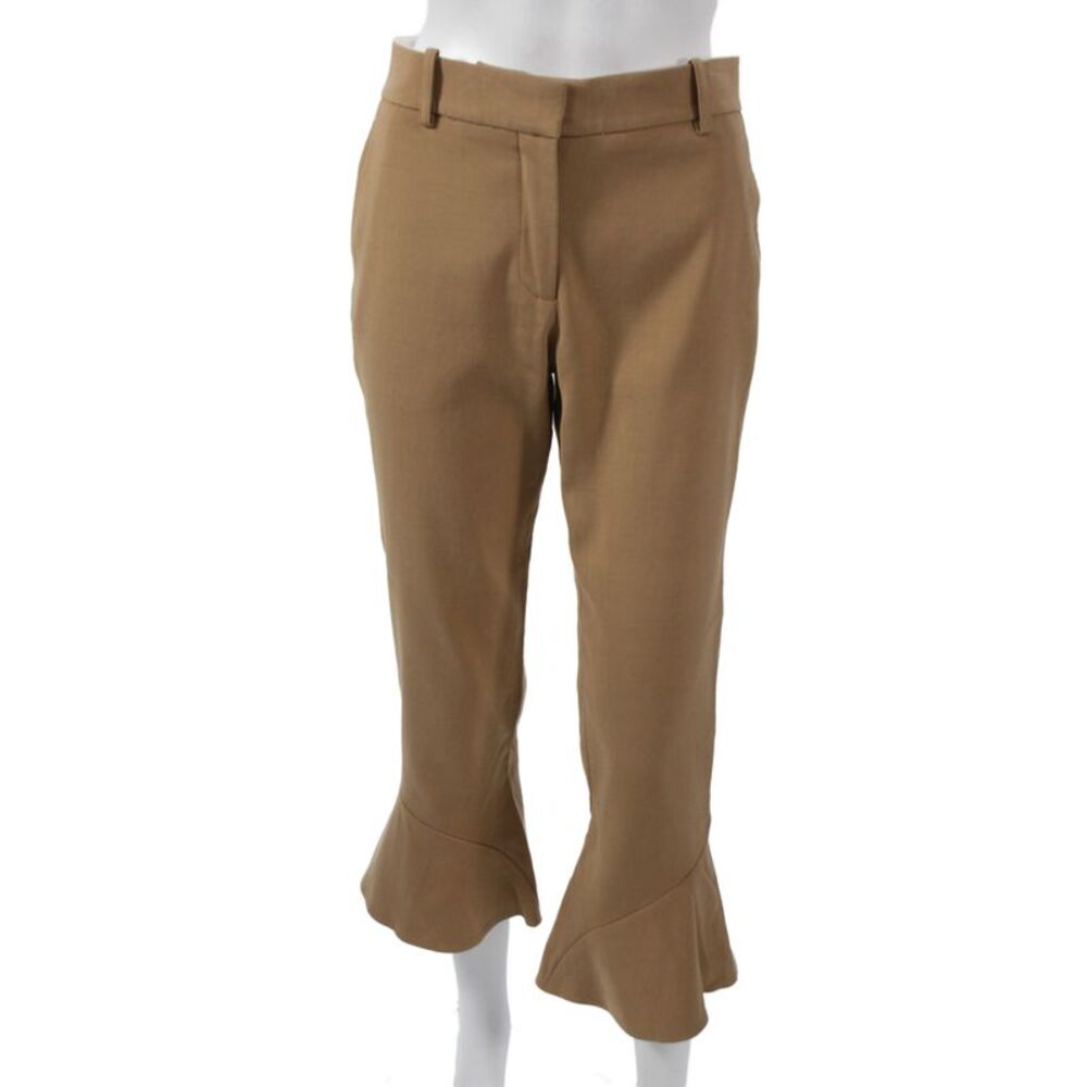 Sies Marjan Women Cropped Brown Cotton Pants Button Solid Designer Size 4